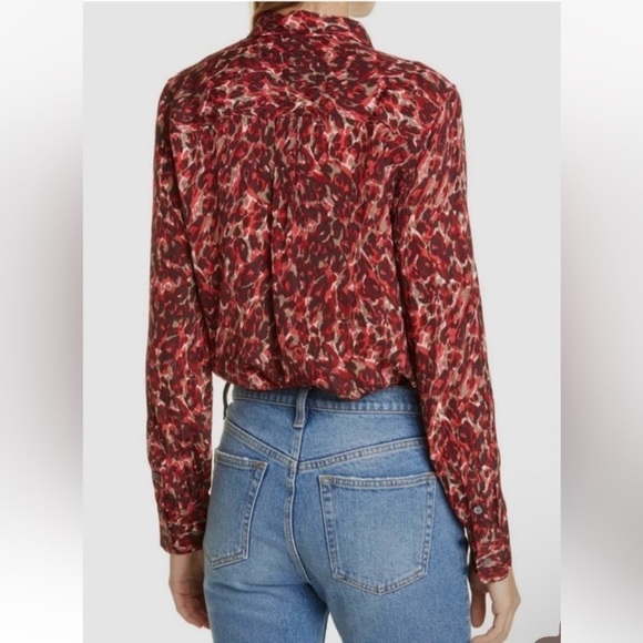 Equipment Slim Signature Blouse Merlot Multi size Small button‎ down shirt red - Picture 3 of 16